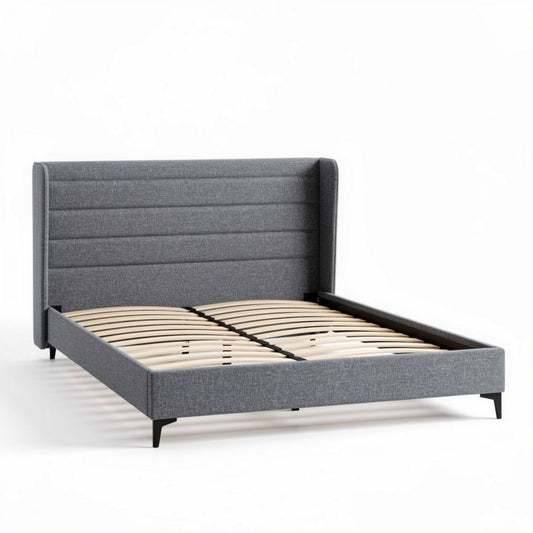 Boxspringbed met stoffen bekleding in grijs 200 x 160 x 100 cm