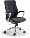 Bureaustoel van stof met armleuningen en zilverkleurig onderstel 50 x 60 x 105cm