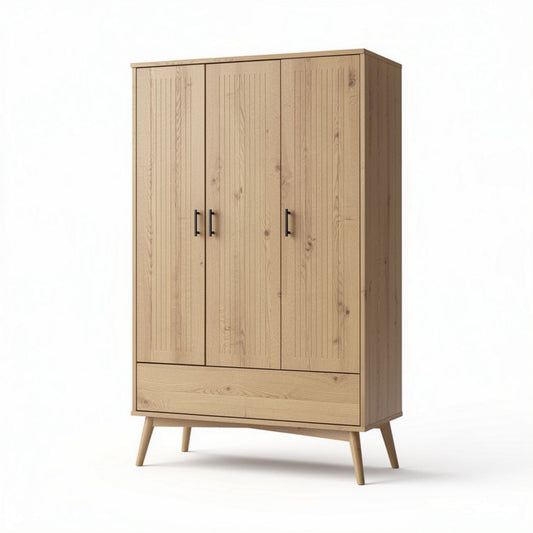 Houten kast met drie deuren en lade 100 x 60 x 180 cm beige kleur