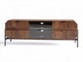 Tv-meubel van hout en glas met lades en een afmeting van 150 x 45 x 60cm