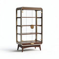 glazen vitrinekast van hout en metaal met gouden accenten 80 x 40 x 160cm