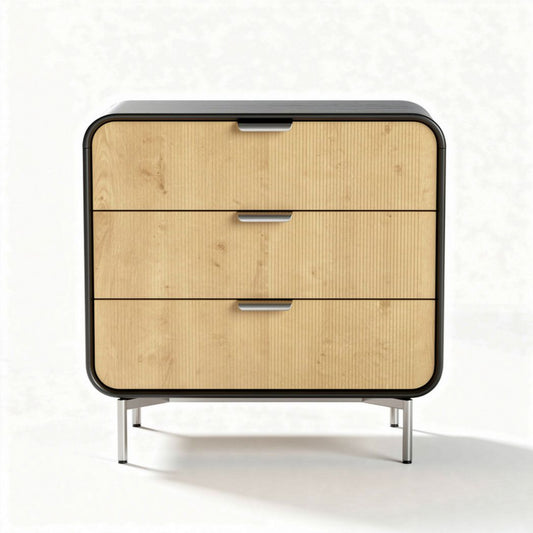 Houten dressoir met drie lades van 60 x 40 x 80cm in zwart en naturel