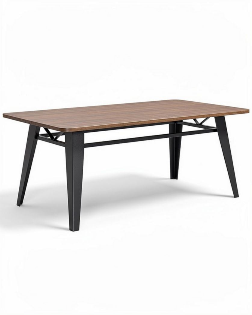 Eettafel van hout en metaal 150 x 80 x 75cm modern design bruin zwart