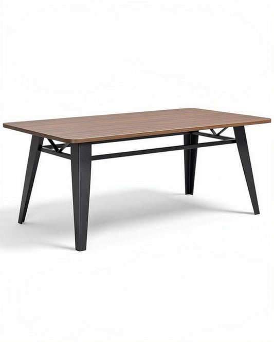 Eettafel van hout en metaal 150 x 80 x 75cm modern design bruin zwart