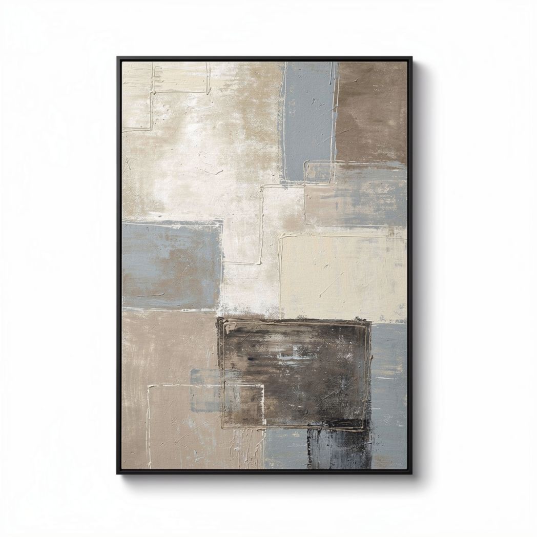 Moderne abstracte wanddecoratie in neutrale kleuren 40 x 60 x 2cm