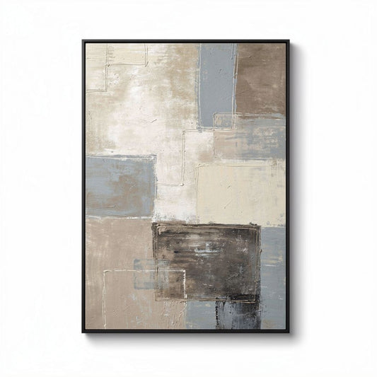 Moderne abstracte wanddecoratie in neutrale kleuren 40 x 60 x 2cm