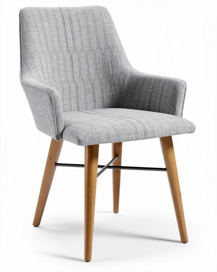 Stoel met grijze stoffen bekleding en houten poten 56 x 55 x 81cm
