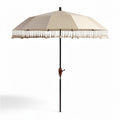 Parasol van polyester met houten handvat en franje 200 x 200 cm beige