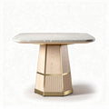 Marmeren tafel met houten voet en gouden details 90 x 90 x 75cm