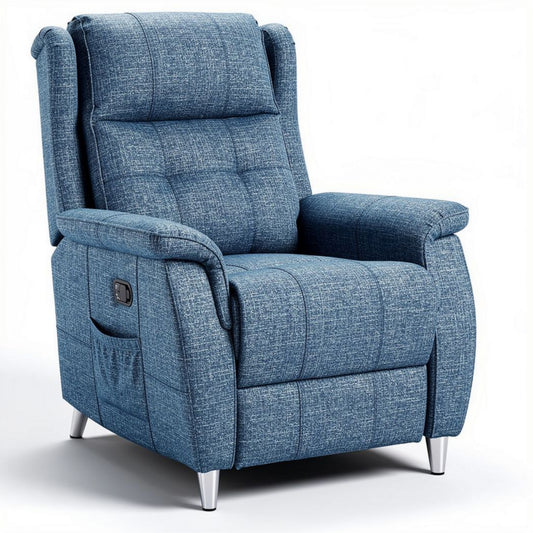 Blauwe relaxfauteuil met verstelbare rugleuning en opbergruimte 80 x 90 x 100cm